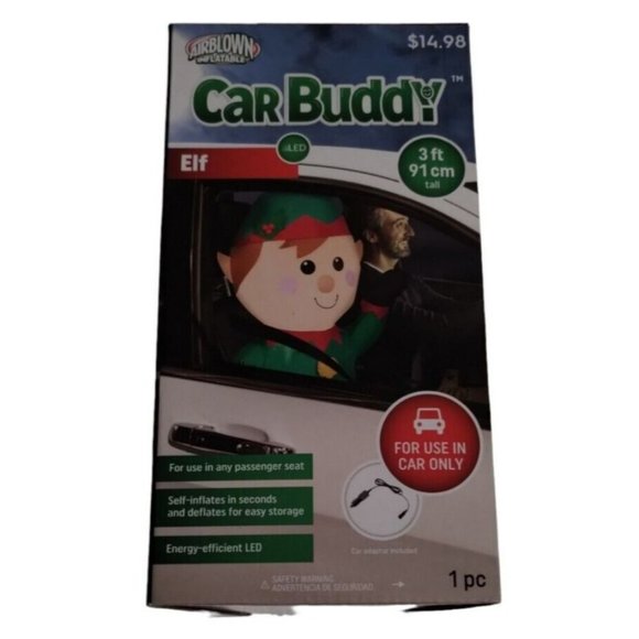 Gemmy - North Pole Elf Car Buddy Airblown 3 ft Inflatable (New) - Picture 2 of 6